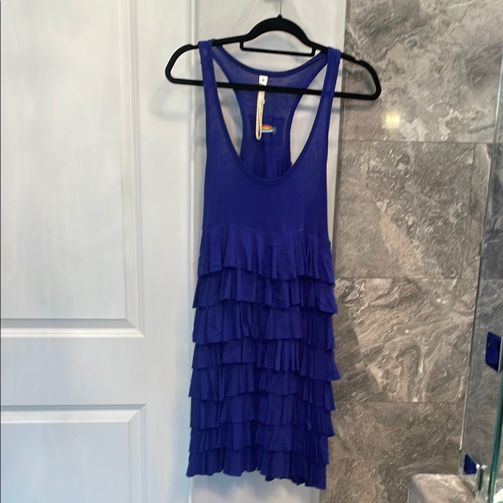 Blue Ruffled Sleeveless Dress